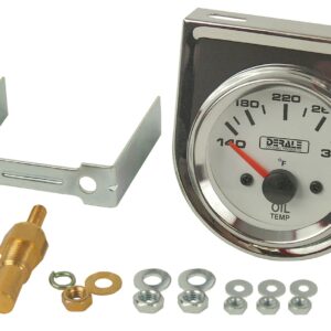 Lighted Black on White 2-1/16in. Electric Oil Temperature Gauge Kit