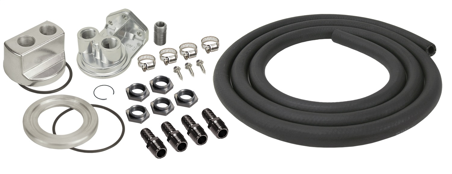 Universal Engine Oil Filter Relocation Kit with 1/2in. NPT Ports