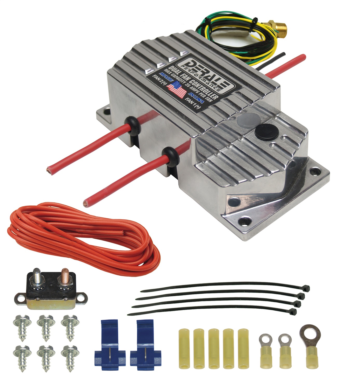 High Amperage Adjustable Dual Electric Fan Controller; 3/8in. NPT Thread In Prob