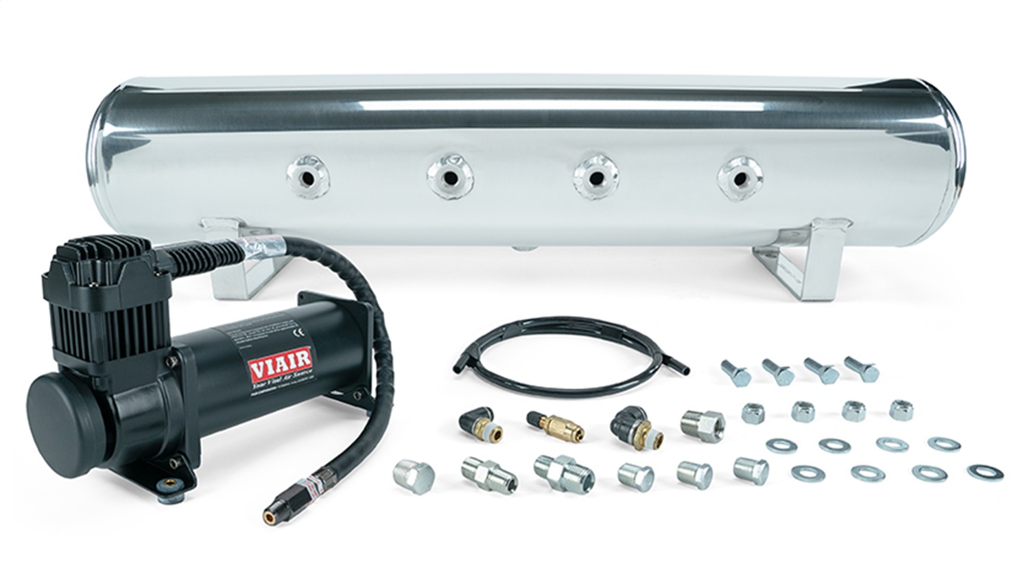 4 Gallon 7-Port Polished Tank w/Viair 444c black compressor