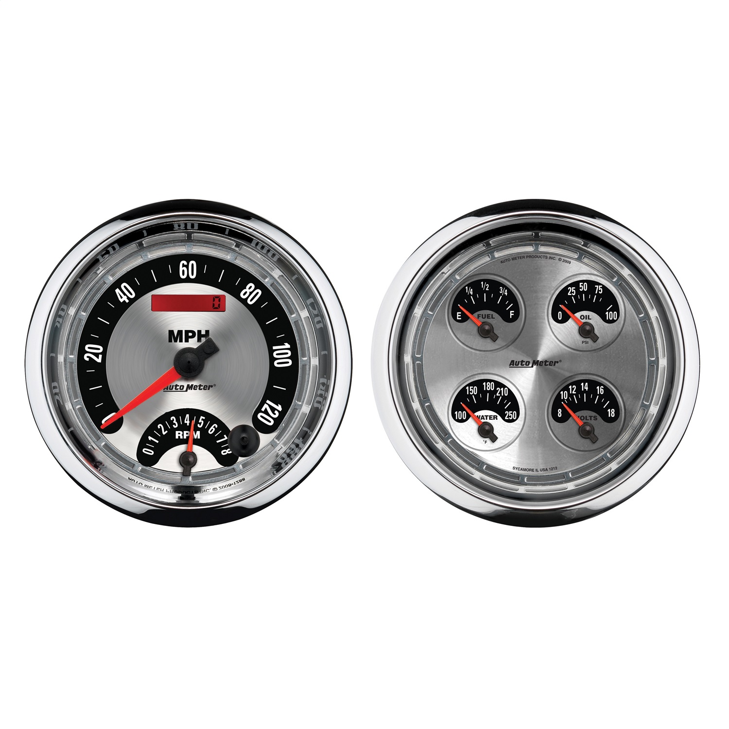 GAUGE KIT; 2 PC.; QUAD/TACH/SPEEDO; 5in.; AMERICAN MUSCLE