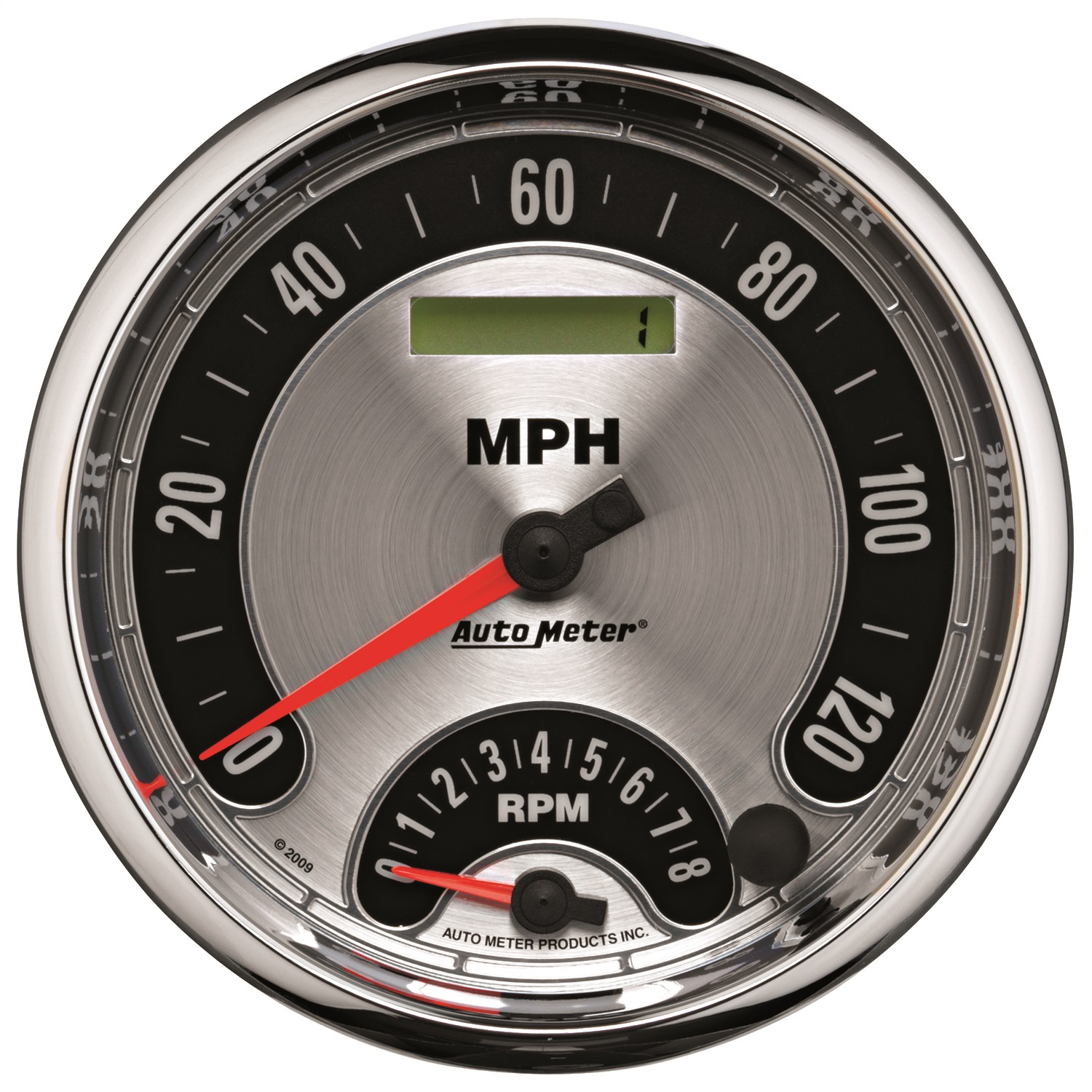 GAUGE; TACH/SPEEDO; 5in.; 160MPH/8K RPM; ELEC. PROGRAM.; AMER. MUSCLE