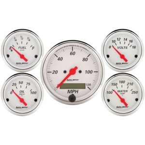 GAUGE KIT; 5 PC.; 3 1/8in./2 1/16in.; ELEC. SPEEDOMETER; ARCTIC WHITE