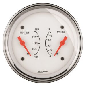 GAUGE; DUAL; WTMP/VOLT; 3 3/8in.; 250 F/18V; ELEC; ARCTIC WHITE