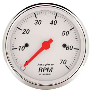 GAUGE; TACHOMETER; 3 1/8in.; 7K RPM; IN-DASH; ARCTIC WHITE