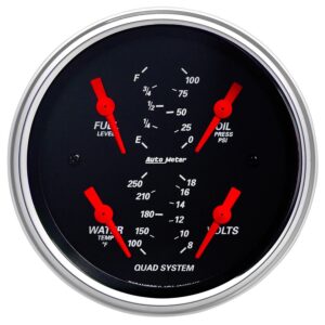 GAUGE; QUAD; 3 3/8in.; 240?E-33?F; ELEC; DESIGNER BLACK