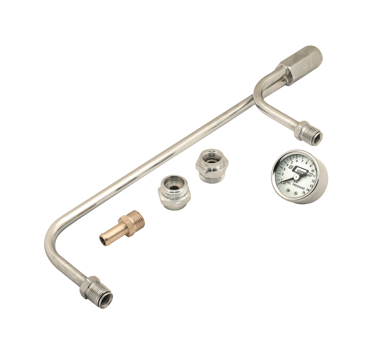 Chrome Plated Fuel Lines With Fuel Pressure Gauge