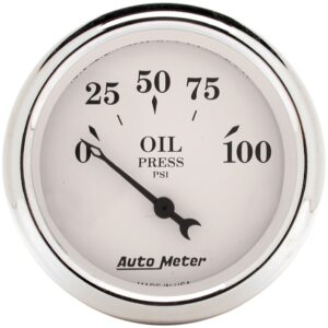 GAUGE; OIL PRESS; 2 1/16in.; 100PSI; ELEC; OLD TYME WHITE
