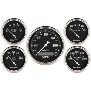 GAUGE KIT; 5 PC.; 3 1/8in./2 1/16in.; ELEC. SPEEDOMETER; OLD TYME BLACK