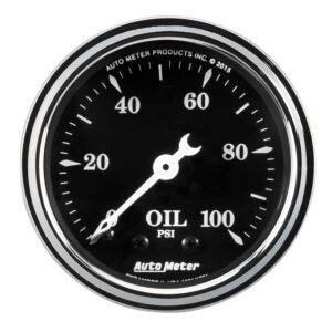 GAUGE; OIL PRESS; 2 1/16in.; 100PSI; MECH; OLD TYME BLACK