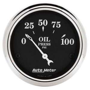 GAUGE; OIL PRESS; 2 1/16in.; 100PSI; ELEC; OLD TYME BLACK