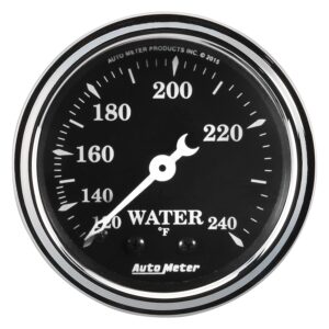 GAUGE; WATER TEMP; 2 1/16in.; 120-240 F; MECH; OLD TYME BLACK