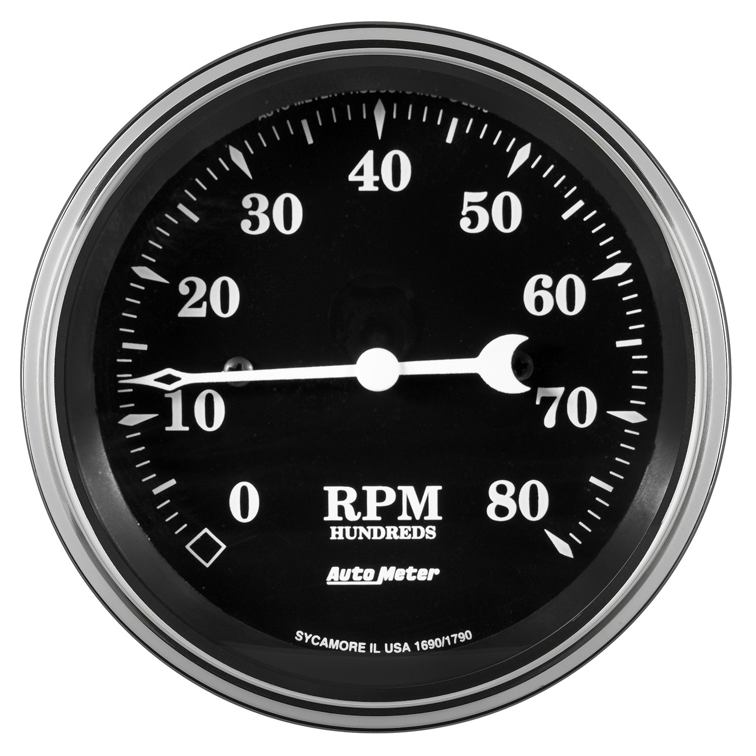 GAUGE; TACHOMETER; 3 3/8in.; 8K RPM; IN-DASH; OLD TYME BLACK