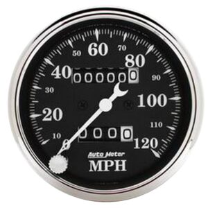GAUGE; SPEEDO.; 3 1/8in.; 120MPH; MECHANICAL; OLD TYME BLK