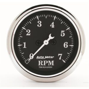 GAUGE; TACHOMETER; 2 1/16in.; 7K RPM; IN-DASH; OLD TYME BLACK