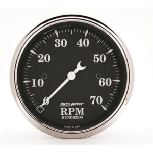 GAUGE; TACHOMETER; 3 1/8in.; 7K RPM; IN-DASH; OLD TYME BLACK