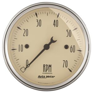 GAUGE; TACHOMETER; 3 1/8in.; 7K RPM; IN-DASH; ANTIQUE BEIGE