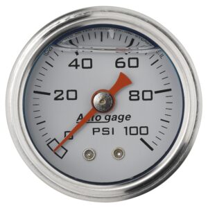 GAUGE; PRESS; 1.5in. DIRECT MNT; 100PSI; LIQUID FILLED MECH; WHT; 1/8in. NPTF MA