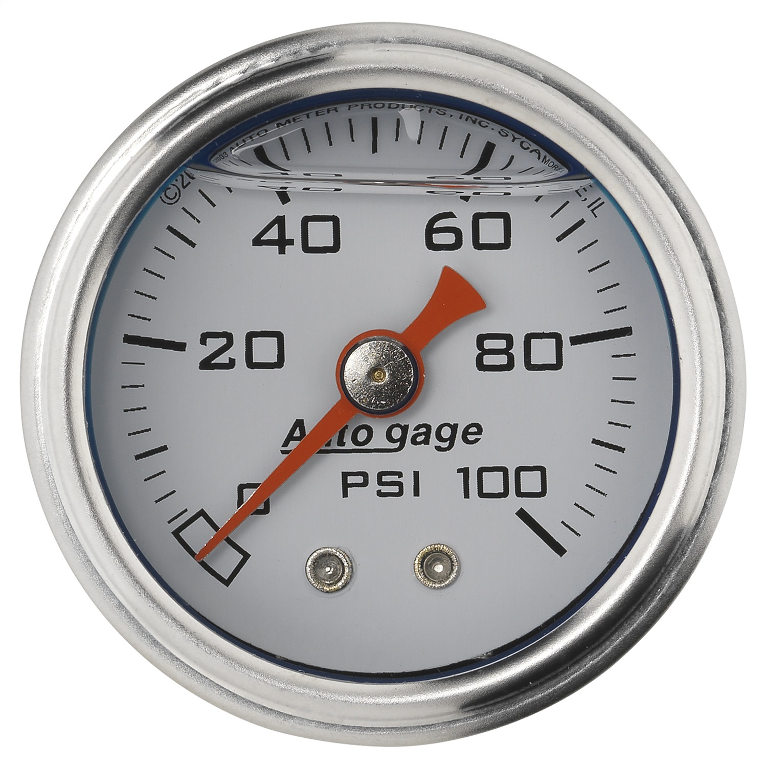 GAUGE; PRESS; 1.5in. DIRECT MNT; 100PSI; LIQUID FILLED MECH; WHT; 1/8in. NPTF MA