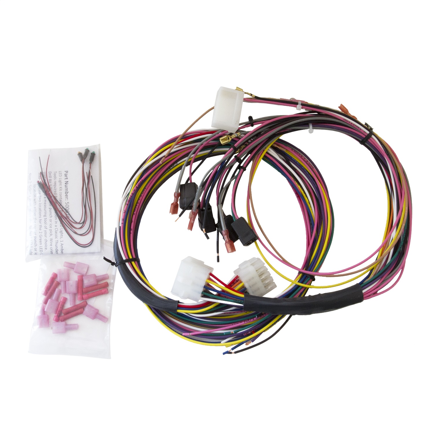 GAUGE WIRE HARNESS; UNIVERSAL; FOR TACH/SPEEDO/ELEC GAUGES; INCL LED INDICATORS