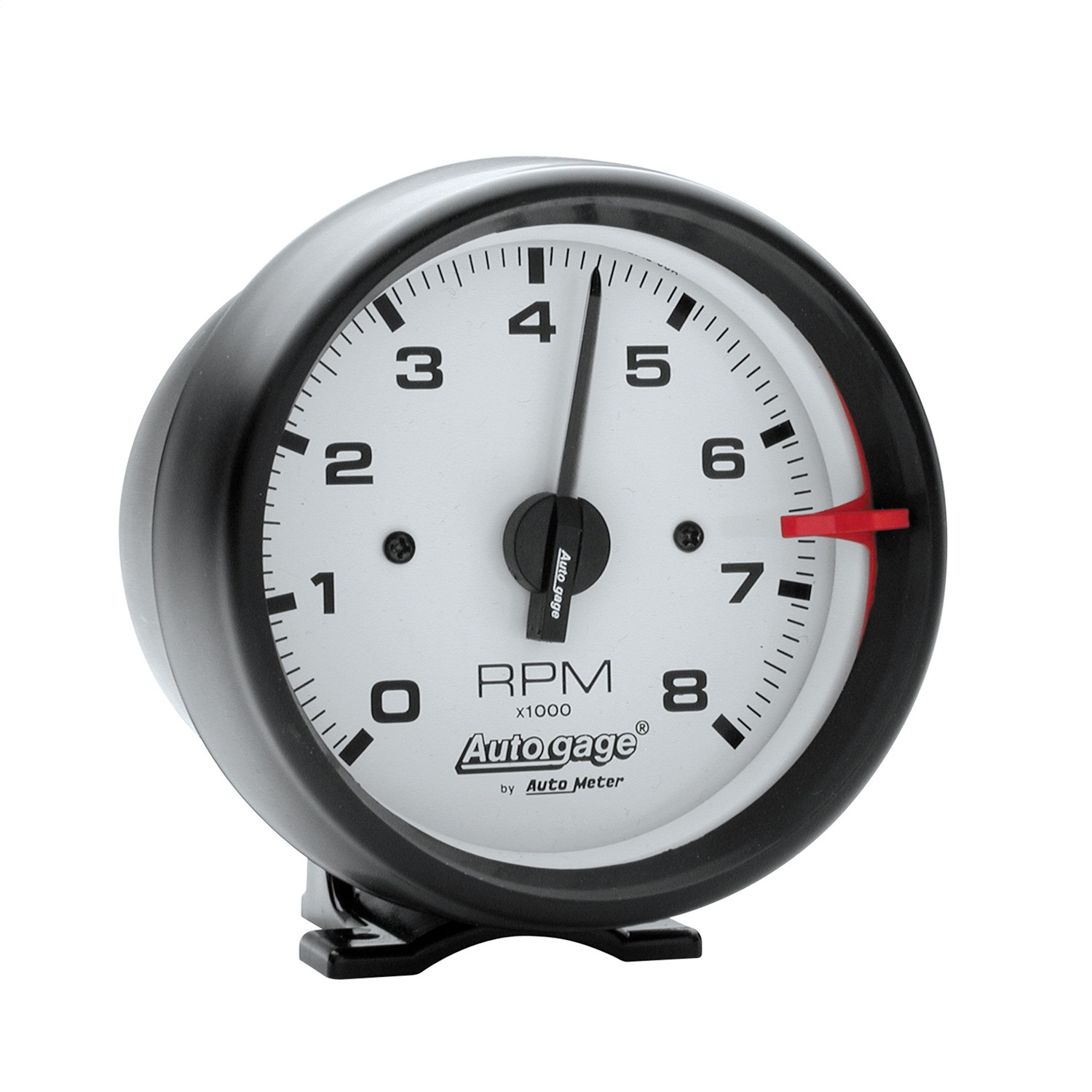 GAUGE; TACH; 3 3/4in.; 8K RPM; PEDESTAL; WHT DIAL BLK CASE; AUTOGAGE