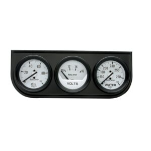 GAUGE CONSOLE; OILP/WTMP/VOLT; 2in.; 100PSI/280 F/16V; WHT DIAL; BLK BZL; AG