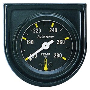 GAUGE CONSOLE; WATER TEMP; 1.5in.; 280 F; MECH; BLK DIAL; BLK BEZEL; AUTOGAGE