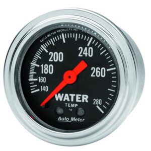GAUGE; WATER TEMP; 2 1/16in.; 140-280 F; MECHANICAL; TRADITIONAL CHROME
