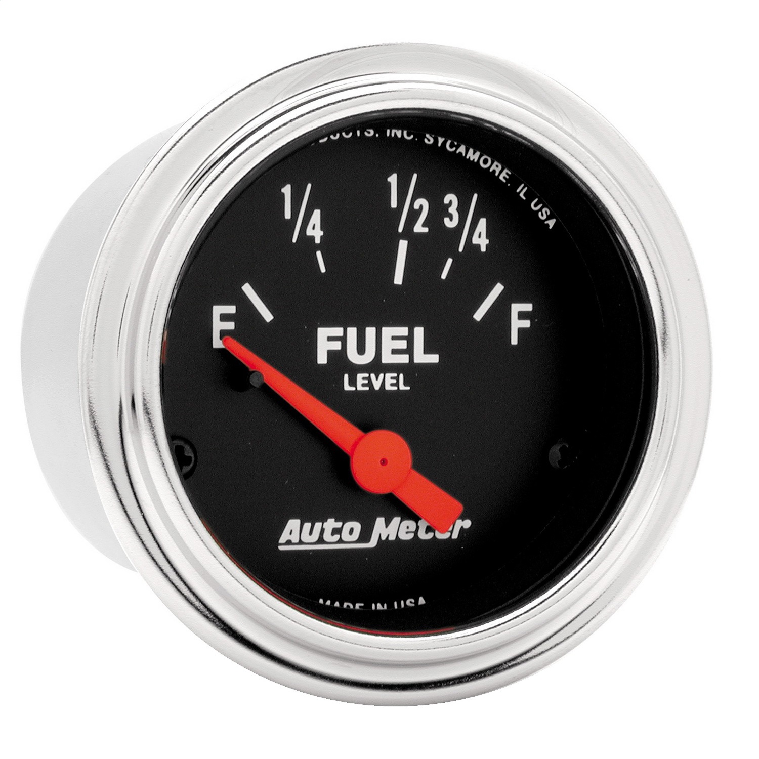 GAUGE; FUEL LEVEL; 2 1/16in.; 73?E TO 10?F; ELEC; TRADITIONAL CHROME