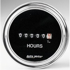 GAUGE; HOURMETER; 2 1/16in.; 100K HOURS; ELECTRIC (8V-32V); TRADITIONAL CHROME