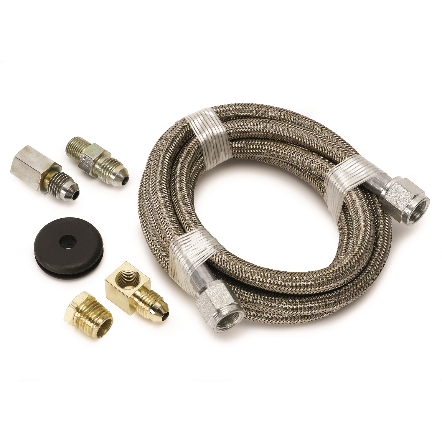 LINE; BRAIDED STAINLESS STEEL; #4 DIA.; 6FT. LENGTH;-4AN AND 1/8in. NPTF FITTING