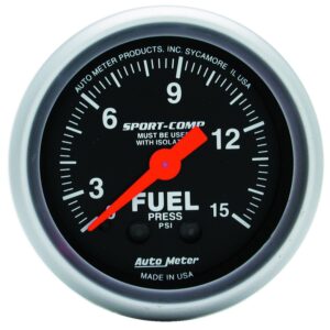 GAUGE; FUEL PRESSURE; 2 1/16in.; 15PSI; MECHANICAL W/ISOLATOR; SPORT-COMP