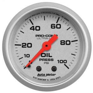 GAUGE; OIL PRESSURE; 2 1/16in.; 100PSI; MECHANICAL; ULTRA-LITE