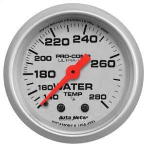 GAUGE; WATER TEMP; 2 1/16in.; 140-280 F; MECHANICAL; ULTRA-LITE