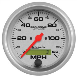 GAUGE; SPEEDO; 3 3/8in.; 120MPH; ELEC. PROGRAM W/LCD ODO; ULTRA-LITE