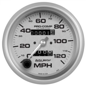 GAUGE; SPEEDOMETER; 3 3/8in.; 120MPH; MECHANICAL; ULTRA-LITE