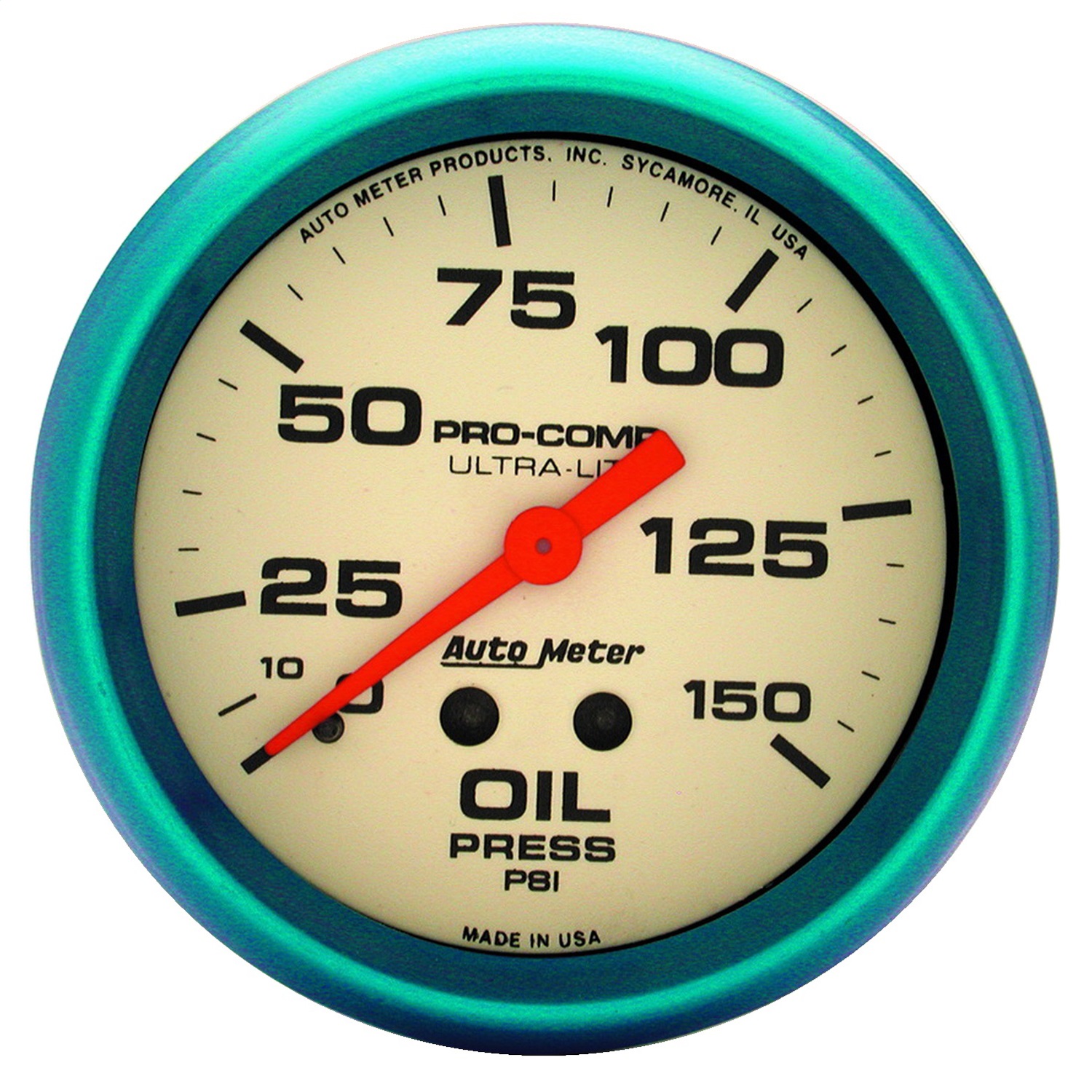 GAUGE; OIL PRESS; 2 5/8in.; 150PSI; MECH.; GLOW IN THE DARK; ULTRA-NITE