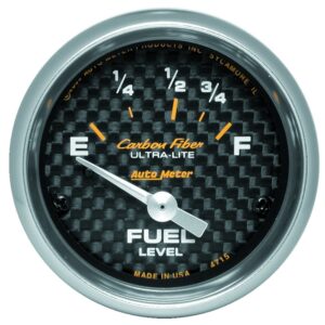 GAUGE; FUEL LEVEL; 2 1/16in.; 73?E TO 10?F; ELEC; CARBON FIBER