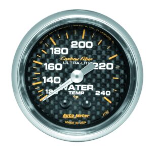 GAUGE; WATER TEMP; 2 1/16in.; 120-240 F; MECHANICAL; CARBON FIBER