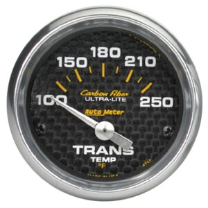 GAUGE; TRANSMISSION TEMP; 2 1/16in.; 100-250 F; ELECTRIC; CARBON FIBER