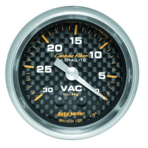 GAUGE; VACUUM; 2 1/16in.; 30INHG; MECHANICAL; CARBON FIBER