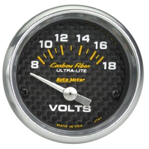 GAUGE; VOLTMETER; 2 1/16in.; 18V; ELECTRIC; CARBON FIBER