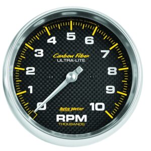 GAUGE; TACHOMETER; 5in.; 10K RPM; IN-DASH; CARBON FIBER