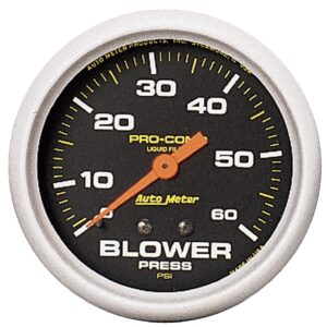 GAUGE; BLOWER PRESS; 2 5/8in.; 60PSI; LIQUID FILLED MECH; PRO-COMP
