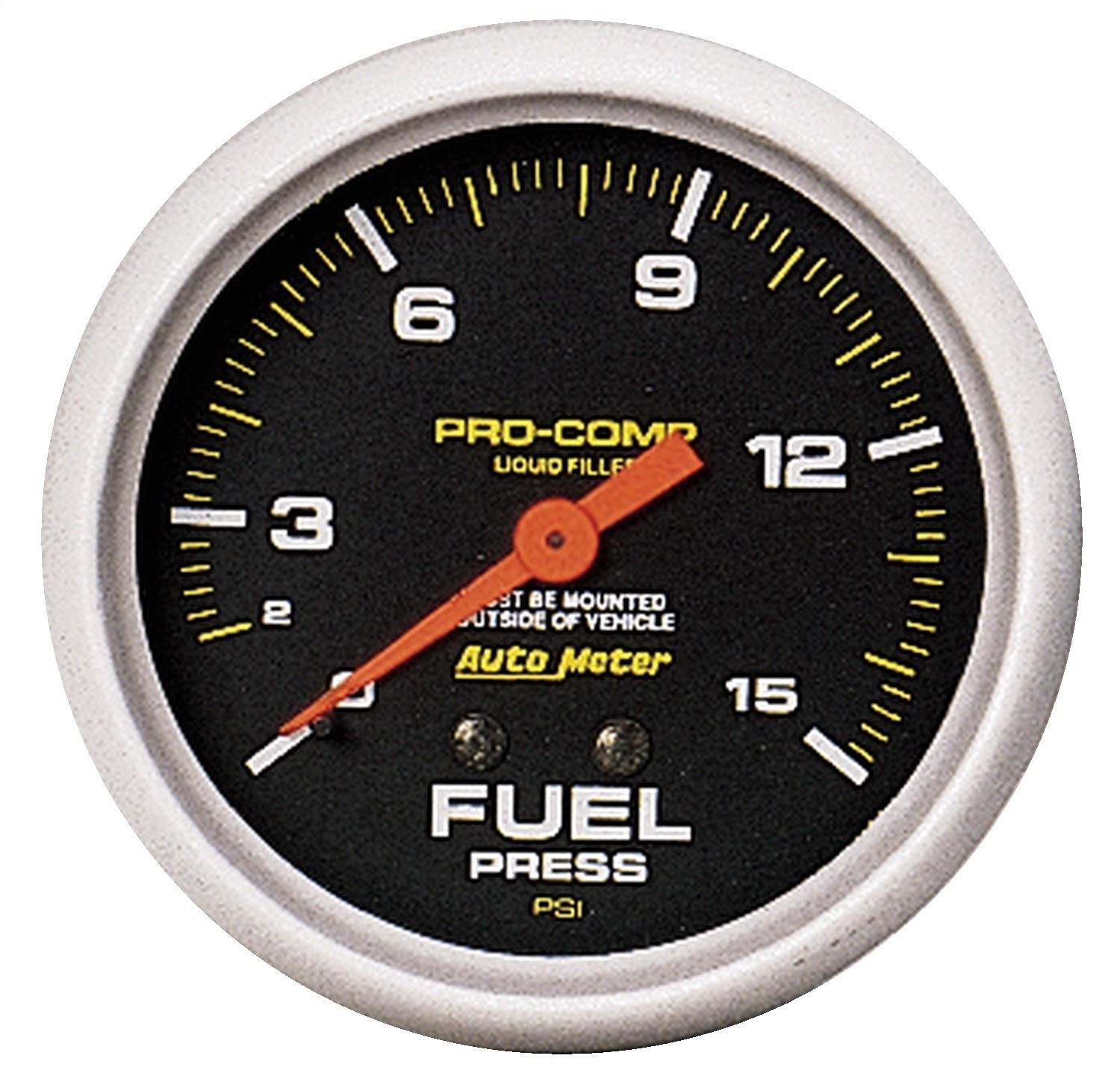 GAUGE; FUEL PRESS; 2 5/8in.; 15PSI; LIQUID FILLED MECH; PRO-COMP
