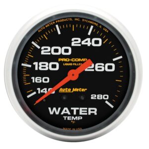 GAUGE; WATER TEMP; 2 5/8in.; 140-280 F; LIQUID FILLED MECH; PRO-COMP