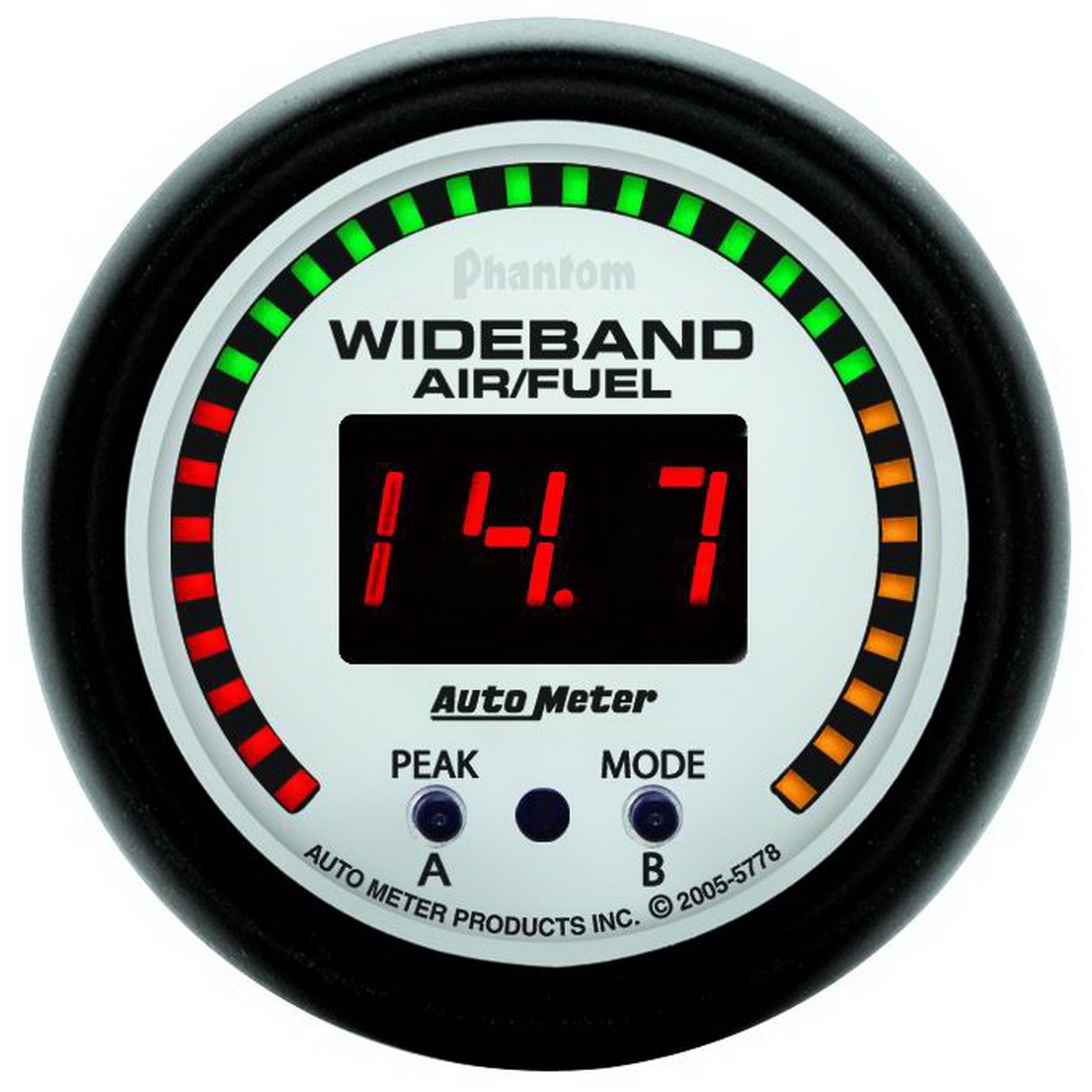 GAUGE; AIR/FUEL RATIO-PRO; 2 1/16in.; 10:1-20:1; DIGITAL W/PEAK/WARN; PHANTOM