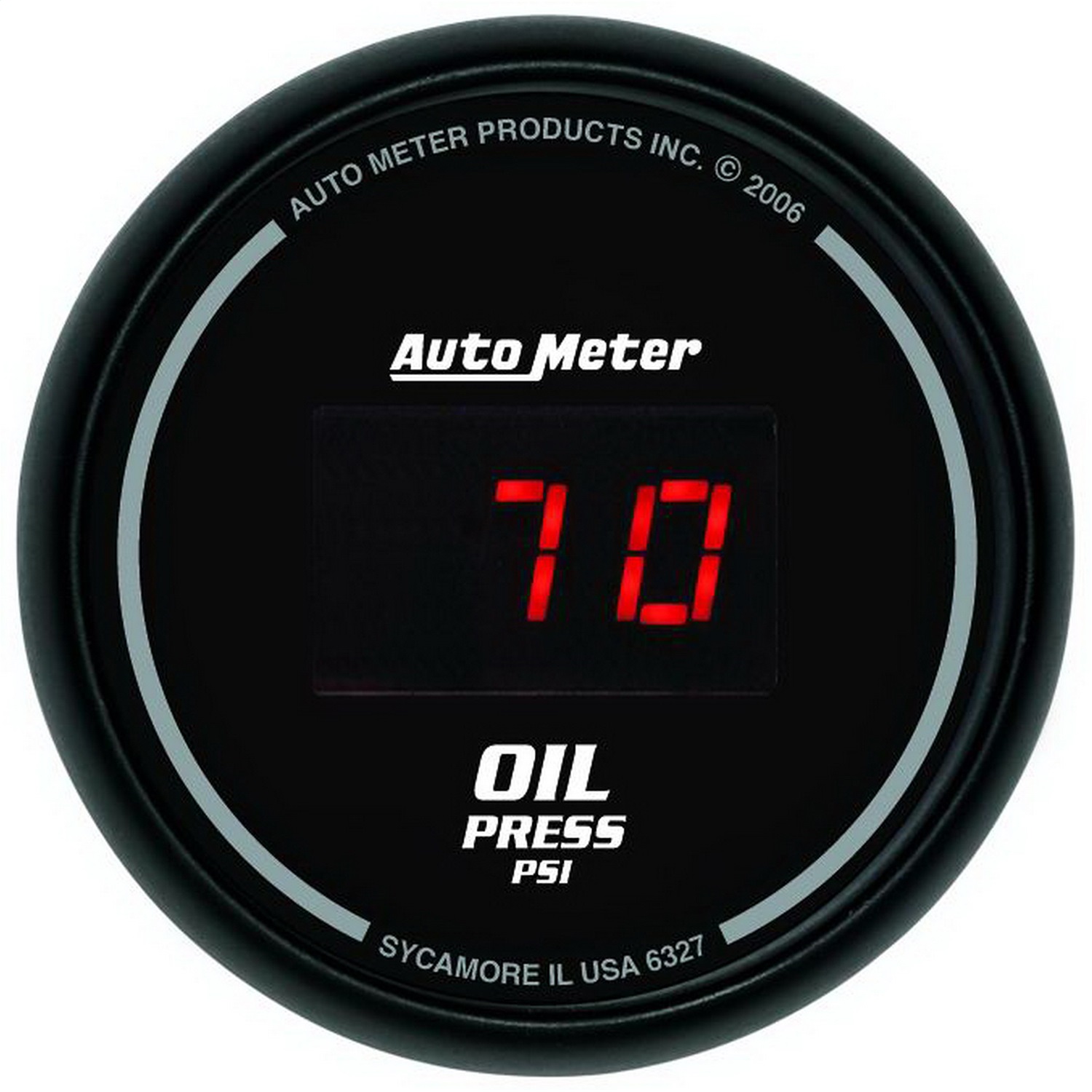 GAUGE; OIL PRESSURE; 2 1/16in.; 100PSI; DIGITAL; BLACK DIAL W/RED LED