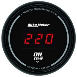 GAUGE; OIL TEMP; 2 1/16in.; 340 F; DIGITAL; BLACK DIAL W/RED LED