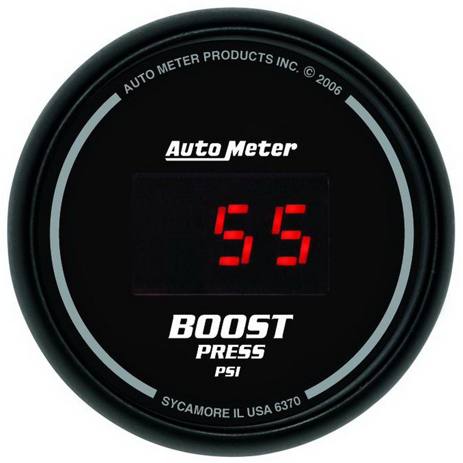 GAUGE; BOOST; 2 1/16in.; 60PSI; DIGITAL; BLACK DIAL W/RED LED